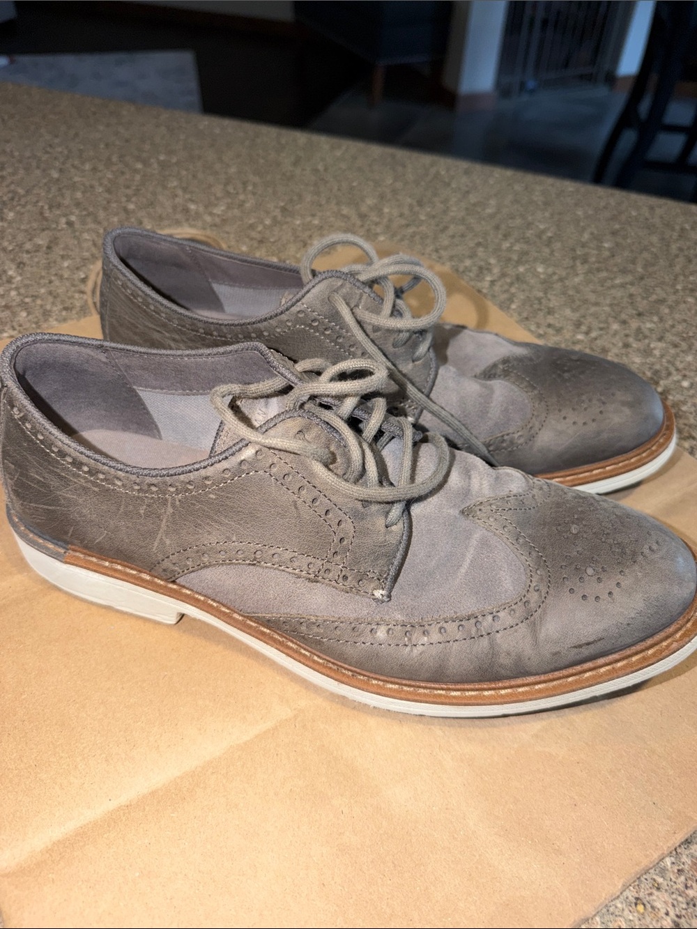 Cole Haan grand 360 Gray Suede Wingtip Oxfords